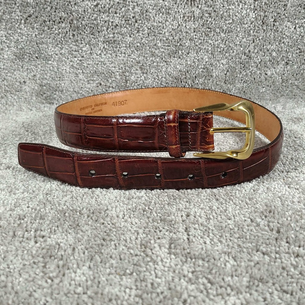 Brighton Belt Brown Crocodile Embossed Leather Vintage 90s Women Size Small